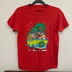Red Short Sleeve Tee with Graphic Print